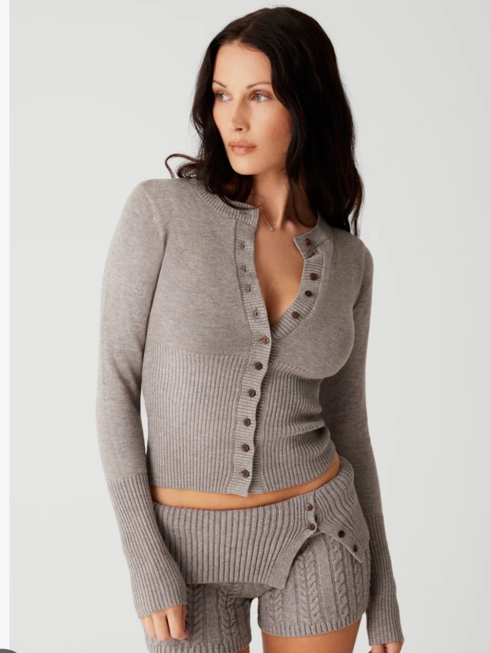 Frankie’s Bikinis “Lenon” Cloud Knit Button Up Cardigan